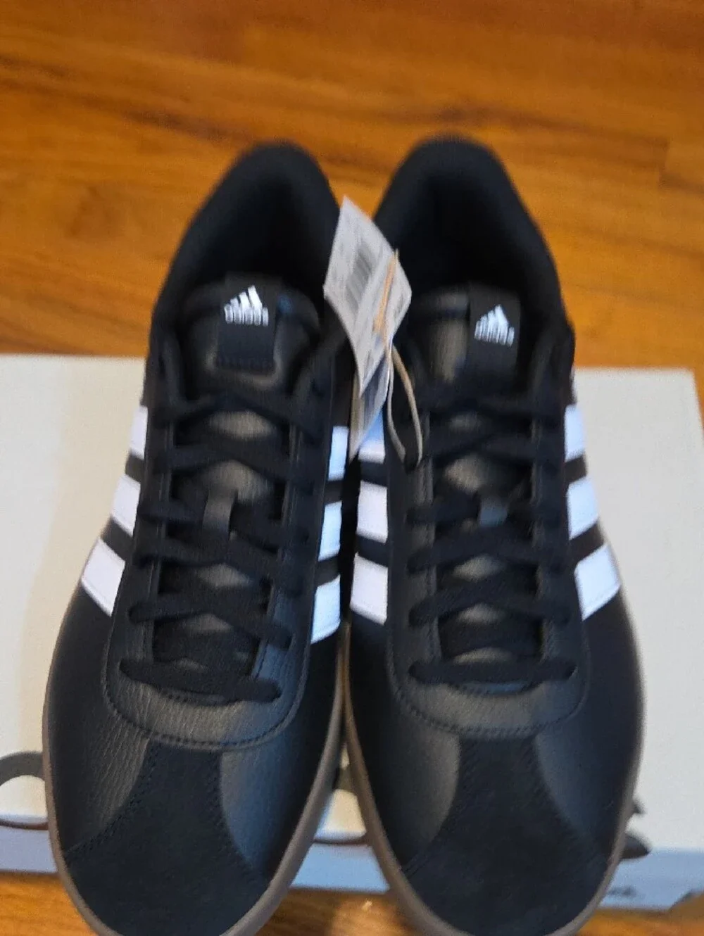 adidas Size 12 VL Court 3.0 Black White Sneakers with Brown-Gum Sole